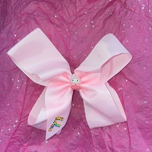 🎀 Handcrafted 5 inch charm hair bow with confetti letter ‘F’